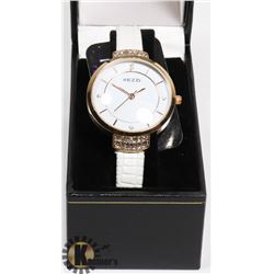 NEW BRAND NAME KEZZIE WATCH WHITE GENUINE LEATHER