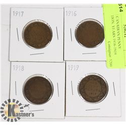 4 LARGE CANADIAN PENNY COLLECTION, YEARS 1916-1919