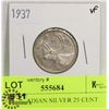 Image 1 : 1937 CANADIAN SILVER 25 CENT COIN