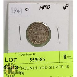 1941 NEWFOUNDLAND SILVER 10 CENT COIN