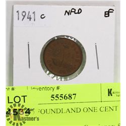 1941 NEWFOUNDLAND ONE CENT COIN