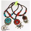 Image 1 : LOT OF 3 TIBETAN TRIBAL NECKLACE -BLUE CIRCLE,