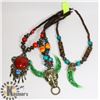 Image 1 : LOT OF 3 TIBETAN TRIBAL NECKLACE -FAUX TURQUOISE/
