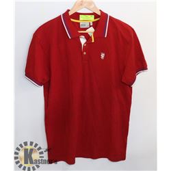 WESC MENS RED/WHITE/BLUE PULLOVER POLO SHIRT