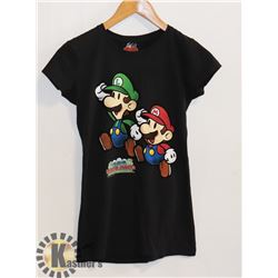 WOMENS PAPER MARIO BLACK T-SHIRT SMALL