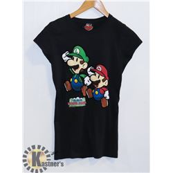 WOMENS PAPER MARIO BLACK T-SHIRT SMALL