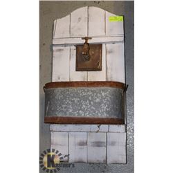 GARDEN HAND MADE WOOD WALL WITH TUB AND FAUCET