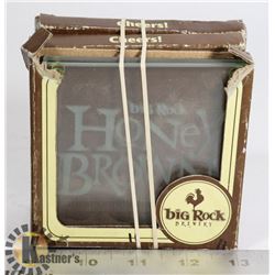SET OF 6 BIG ROCK HONEY BROWN GLASS COASTERS