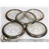 Image 1 : SET OF 5 SILVER AND GLASS ASHTRAYS