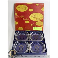 SET OF 4 GLASS ASHTRAYS