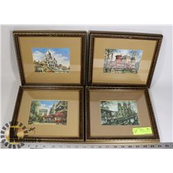 SET OF 4 FRAMED FRENCH SCENE PAINTINGS