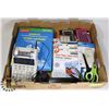 Image 1 : LARGE FLAT OF ASSORTED OFFICE SUPPLIES INCLUDING