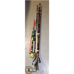 2 ALUMINUM BASEBALL BAT AND BALL  PLUS 8 HOCKEY