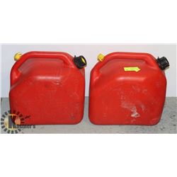 LOT OF 2 PLASTIC GAS JUGS 5GALLON GAS CANS
