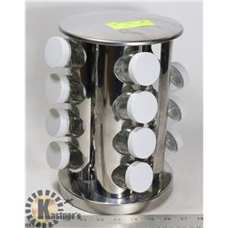 16-PC STAINLESS STEEL ROTATING SPICE RACK -