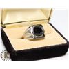 Image 1 : NEW MEN'S STEEL RING WITH BLACK STONE -