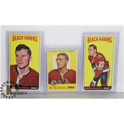 THREE 1950'S / 1960'S BLACKHAWKS CARDS INCLUDING