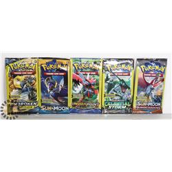 5 SEALED POKEMON BOOSTER PACKS