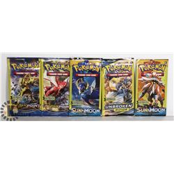 5 SEALED POKEMON BOOSTER PACKS