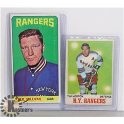 TWO 1960'S N.Y. RANGERS HOCKEY CARDS INCLUDING TIM