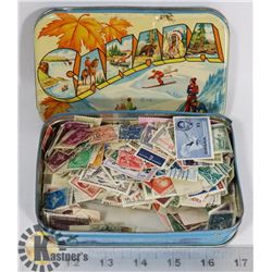 VINTAGE THORNES CANADA POSTCARD TOFFEE TIN FILLED