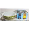 Image 1 : PYREX DISH & UNOPENED MID CENTURY GLASSES (NO BAR