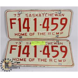 MATCHING PAIR OF 1973 LICENSE PLATES