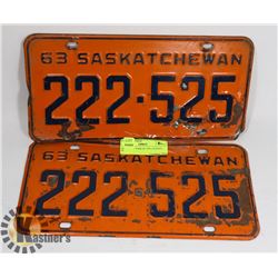 MATCHING PAIR OF 1963 LICENSE PLATES