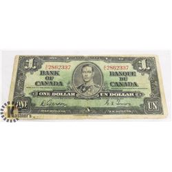1937 CANADIAN ONE DOLLAR BANK NOTE