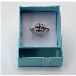 17)  ROSE GOLD PLATED WHITE ZIRCON HALO