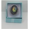 Image 1 : 10)  LARGE OVAL NATURAL LABRADORITE RING