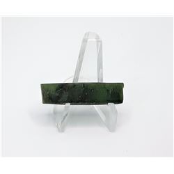 16)  LONG RECTANGULAR SHAPED GREEN JASPER