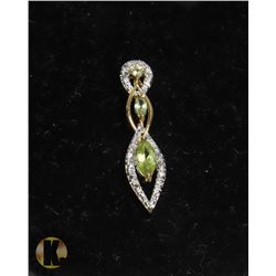 #149-GREEN PERIDOT & CZ PENDANT