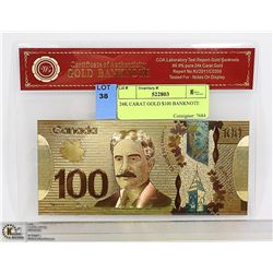 24K CARAT GOLD FOIL $100 BANKNOTE