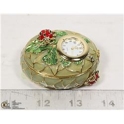 FABREGE STYLE LADYBUG TRINKET BOX WITH CLOCK