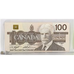 1986 CANADIAN $100 BILL SERIAL BJJ8791499 K/T