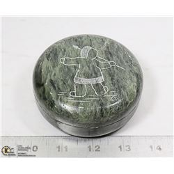 SOAPSTONE TRINKET BOX HAND CARVED & SIGNED BY