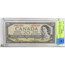 1954 CANADIAN DEVILS FACE $20 BILL SERIAL BE394136