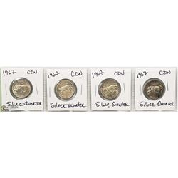 1967 CANADIAN SILVER QUARTERS- SET OF 4