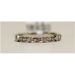 96) 10KT WHITE GOLD DIAMOND RING. SIZE 6