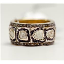 95) STERLING SILVER DIAMOND RING. SIZE 6.5