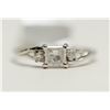 Image 1 : 91) 14KT WHITE GOLD FANCY CUT DIAMOND RING. SIZE 6