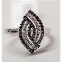 42)14KT WHITE GOLD COLORED BLUE DIAMOND RING