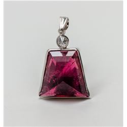 45) 14KT WHITE GOLD RUBELITE TOURMALINE & DIAMOND