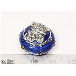 RHINESTONE BUTTERFLY ENAMEL TRINKET BOX
