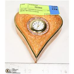 HEART SHAPED ENAMEL TRINKET BOX WITH CLOCK