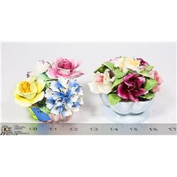 PAIR OF BONE CHINA FLOWER ARRANGEMENTS