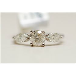 94) 14KT WHITE GOLD FANCY CUT DIAMOND RING. SIZE 6