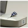 Image 3 : 71) A 10KT WHITE GOLD TANZANITE RING. SIZE 7