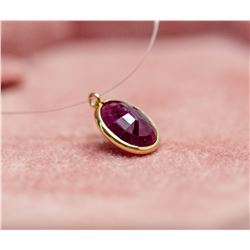 79) 14KT YELLOW GOLD RUBY PENDANT NECKLACE.